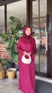 Jubah Abaya Dress PLEATED ABAYA Dress Lace muslimah Dress Jubah Cantik Baju Raya 2025 viral Ironless jubah Wanita Perempuan Long Dress