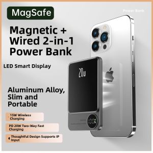 HANG | Samsung S25 Compatible Magnetic Power Bank Ultra Thin Portable Wireless Charger with Display