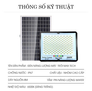 Đèn năng lượng mặt trời  MAXTECH bóng to 150w 200w 250w 300w - Lớp chống nước IP67 an toàn - D1370