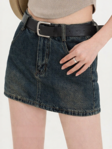 loveheynew | Chân Váy Mini A-Line Ôm Hông Phong Cách Retro