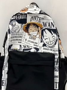 One Piece School Bag Water Repellent Large Capacity Backpack Laptop Beg Anime Bag Luffy