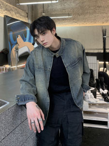 K09sauce เสื้อแจ็คเก็ตยีนส์สีซีดทำให้ดูเก่าแนววินเทจสไตล์อเมริกันสำหรับผู้ชายเสื้อแจ็คเก็ตทรงหลวมแฟชั่นดูแพงยอดนิยมใส่ช่วงฤดูใบไม้ผลิและฤดูใบไม้ร่วงสำหรับคนส่วนน้อย