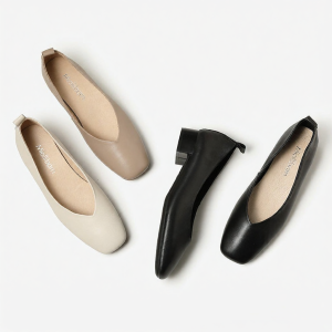 MIOLLIBARN | Retro Square Toe Coarse Heel Leather Shoes