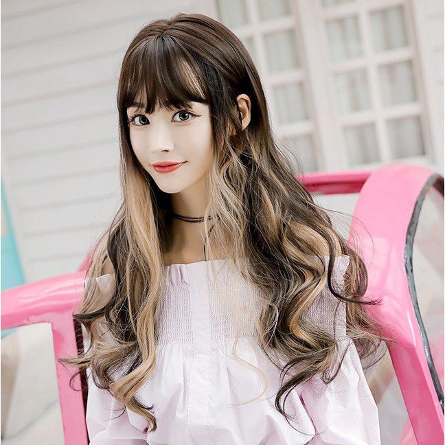 Wig rambut model poni panjang 65cm black + gold | Lazada Indonesia