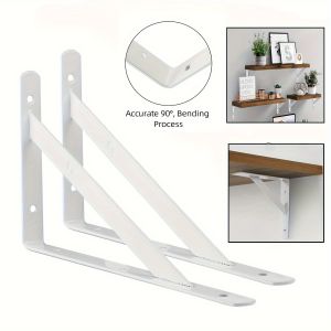 2 Pack Shelf Brackets Metal Shelves Supports 90 Degree Triangle Heavy Duty Wall Mount Angle L Bracket for Floating Shelving wit