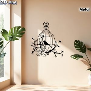 CIFbuy | CIFBUY Metal Wall Art Iron Birdcage Silhouette Decor Exquisite Housewarming Gift For Living Room Home Decoration