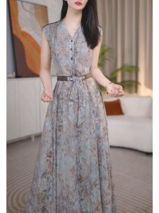 GUBODUO | Summer V-Neck Slim Dress for Ladies Floral Waist-Accentuated