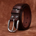 Classic Premium Old Style Buffalo Leather Belt Men's Genuine Leather Buckle Waist Belt High End Business Formal Pants Belt Extra Thick. 