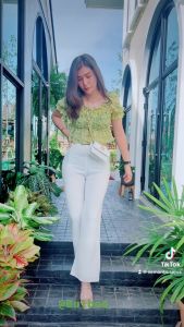 กางเกงผ้าฮานาโกะ สินค้ามีพร้อมส่ง มีสินค้าสต๊อก ทรงเอวสูง ขาม้า กางเกงใส่ทำงาน เที่ยว