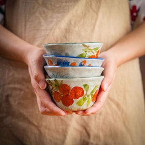 Jingdezhen Ceramic Hand-Painted Hand-Made Bowl Traditional Chinese Style Retro Home Use Dining Utensils Creative Dessert Bowl