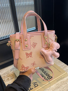 Fashionable Butterfly Knot Bucket Bag Womens Shoulder Bag Simple Match All Summer Korean Style Handbag Soft PU Leather