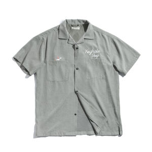 MADEN | French Retro Short Sleeve Cotton Shirt Cuban Collar