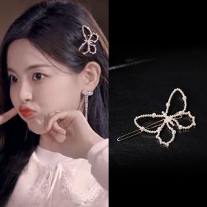 Elegant Butterfly Pearl Hair Clip Womens Headwear Timeless Fashion Hair Accessories Side Clip Fresh Outburst Korean Style