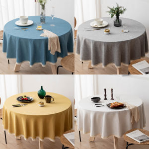 Waterproof Oil-resistant round Tablecloth Hotel Large round Table Dining Tablecloth Fabric Cotton Linen Simulated Easy Care