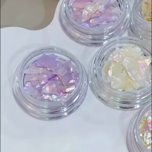 1Box 3D Summer Abalone Shell Nail Glitter Sequins Ultra-Thin Aurora Irregular Shell Slices Iridescent Flakes Nails Decorations P