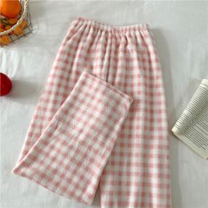 กางเกงนอนผ้าขนแกะคอรัลสำหรับผู้หญิง กางเกงขายาวหนา ขนแกะ ผ้าฝ้าย กางเกงขายาวสำหรับใส่อยู่บ้าน กางเกงขายาวสำหรับผู้ชาย ฤดูใบไม้ร่วง/ฤดูหนาว