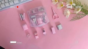 8pcs Student Tool Set Multifunction Scrapbook Tool Box Mini Stapler Hole Tape Machine Set Ins Back Student Supplies