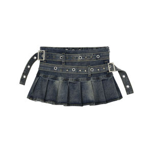Sweet and Spicy Belted Denim Mini Skirt