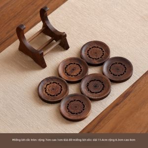 CIYIYAO | Đế Đựng Cốc Gỗ Hạt Dẻ Đục Khắc Chống Nóng
