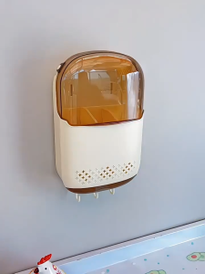 Corner box แบบติดผนัง กล่องเก็บช้อนส้อม ที่เก็บช้อนส้อมตะเกียบ พร้อมตะขอ ที่วางตะเกียบช้อนกันฝุ่นใช้งานในครัวเรื ไม่ต้องเจาะผนัง