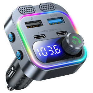 66W Fast Car Charger Bluetooth 5.4 FM Transmitter Wireless Radio Handsfree Calling Dual Mics & Deep Bass Car Charger Dual PD