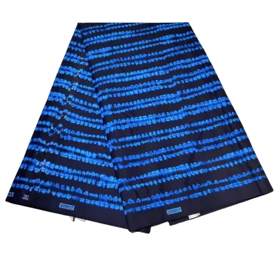1pc 6yard African ethnic batik blue black striped printed fabric double-sided geometric printed fabric African ethnic fabric