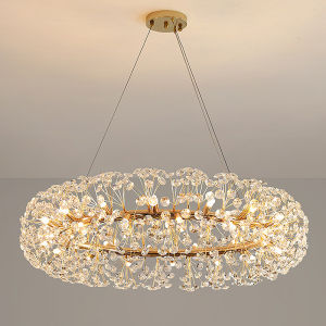 [Free Bulbs] 100CM LED Chandelier Pendant Light for Living Room Lamp Dandelion Ball Full Of Stars Light Luxury Decorative Crystal Hall Lamps