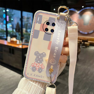 Huawei Mate30 pro Silicone Phone Case with Crossbody Strap Womens Style Shoulder Strap Stand Soft Shell Protection for Couples