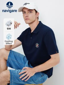Navigare | Breathable Mens Polo Shirt Navy Blue Short Sleeve