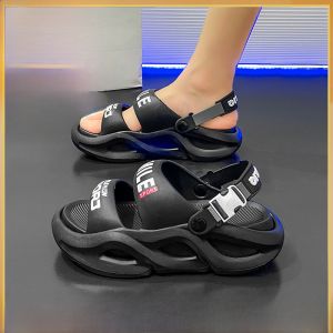 Sporty Ladies Sandals 2025 New Summer Dual Use Comfortable Beach Thong Slippers Thick Bottom Heightening Home Casual Hollow out Low Cut