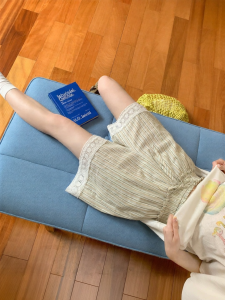 NIHAOKANONG | Quần Short Sọc Viền Xếp Ly