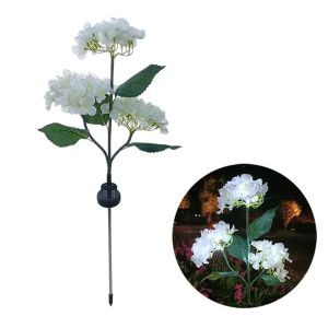 3 Heads Solar Hydrangea Light LED Artificial Flower Lights Used For Outdoor Yard Lawn Light GardenLawnFencePathway Decoration