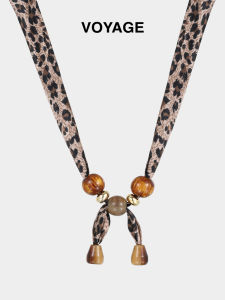 ZHENGZHAO | Vintage Leopard Print Scarf Necklace Long Pendant