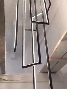 Stairway pendant light minimalist modern creative rectangular villa duplex loft pendant light Nordic light luxury loft living room pendant light