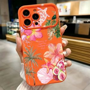 Tropical Hibiscus Sea Turtle Print Phone Case For iPhone 17 16 15 14 13 12 11 Pro Max Plus Soft Shockproof TPU Cover