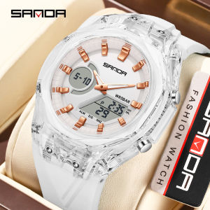 SANDA Top New 6283 Dual Display Multifunctional Student Electronic Watch Alarm Clock Night Light Waterproof Sports Student Watch
