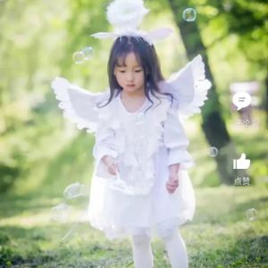 BERMA BABY Angel Childrens l Feather Wings Stage Props Halloween Wings White Angel Feather Wing Clothing Party Costum