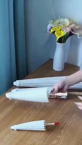 White Color Paper Decorative Umbrella Parasol School Decor Photo Prop