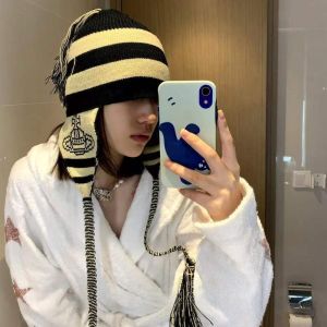 Zhenyi Cartoon Xiempress Saturn Lei Feng Hat Striped Tassel Ears Protection Knitted Yarn Face Smaller Casual Men and Women