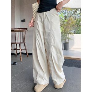 Elegantly Slimming High-Waisted Casual Pants for Women Fashionable Thin Straight Leg Loose Fit Drapey Floor-Length Style