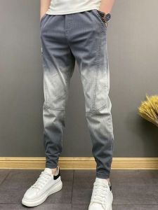 Slim Fit Gradient Washed Mens Jeans Trendy Street Style Youthful Fashion Water Washed Casual Straight Leg Smart Cool