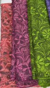 2026 High-Quality African Nigerian Tulle Lace Fabric Sequins Embroidery French Guipure Wedding Party Dress Beaded 5 Yards AT3115