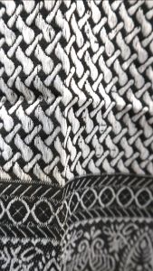 Sorban ARIFAT Kashmiri Persegi Jaycott Motif Hitam Putih Tenun Ringan