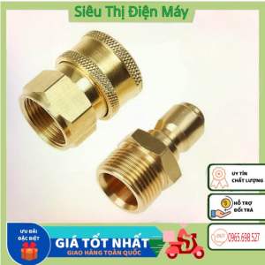 Khớp Nối Nhanh Cho Máy Rửa Xe Ren 22mm. Đầu Tháo Nối Nhanh Cho Máy Rửa Xe Áp Lực Cao