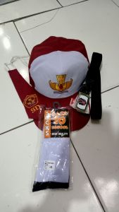 Paketan Topi+Dasi+Sabuk+Kaus Kaki Sekolah SD Negeri Logo Bordir Tutwuri Handayani Back To School