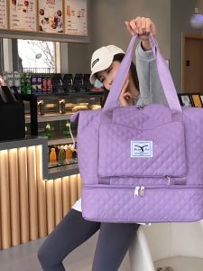 กระเป๋าเสริมสำหรับเดินทาง มีช่องใส่รองเท้าด้านล่าง พับเก็บได้ Enjoy travel กระเป๋าผ้า มีช่องเสริมด้านล่าง ช่องเก็บของเยอะ