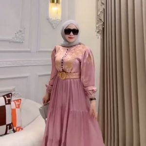 Felishia Dress BUSUI Katun Twill Bordir Gamis Wanita Terbaru 2024 Viral Kekinian Murah RatuHijab08