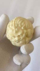 Feng Shui Pixiu Statue Pendant Imitation Ivory White Guardian Lion Car Hanging Ornament Lucky Money Amulet Home Office Decor