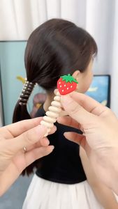 Dây cột tóc lò xo quấn tóc màu sắc cầu vồng đính họa tiết cho bé CT27