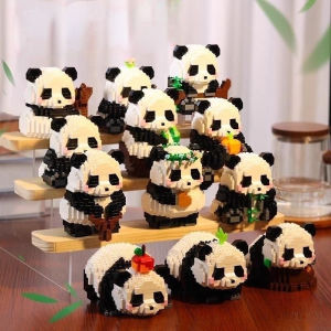 Animal Panda Series Building Block Figure Cute Micro Model DIY Diamond Bricks Birthday Toys for Children Boys Girls Gifts